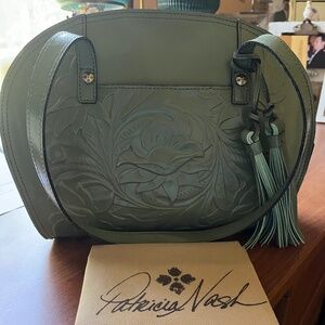 Patricia Nash Tooled Leather Half Moon Crossbody Bag